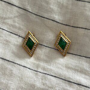 vintage dior diamond shape costume clip on earrings